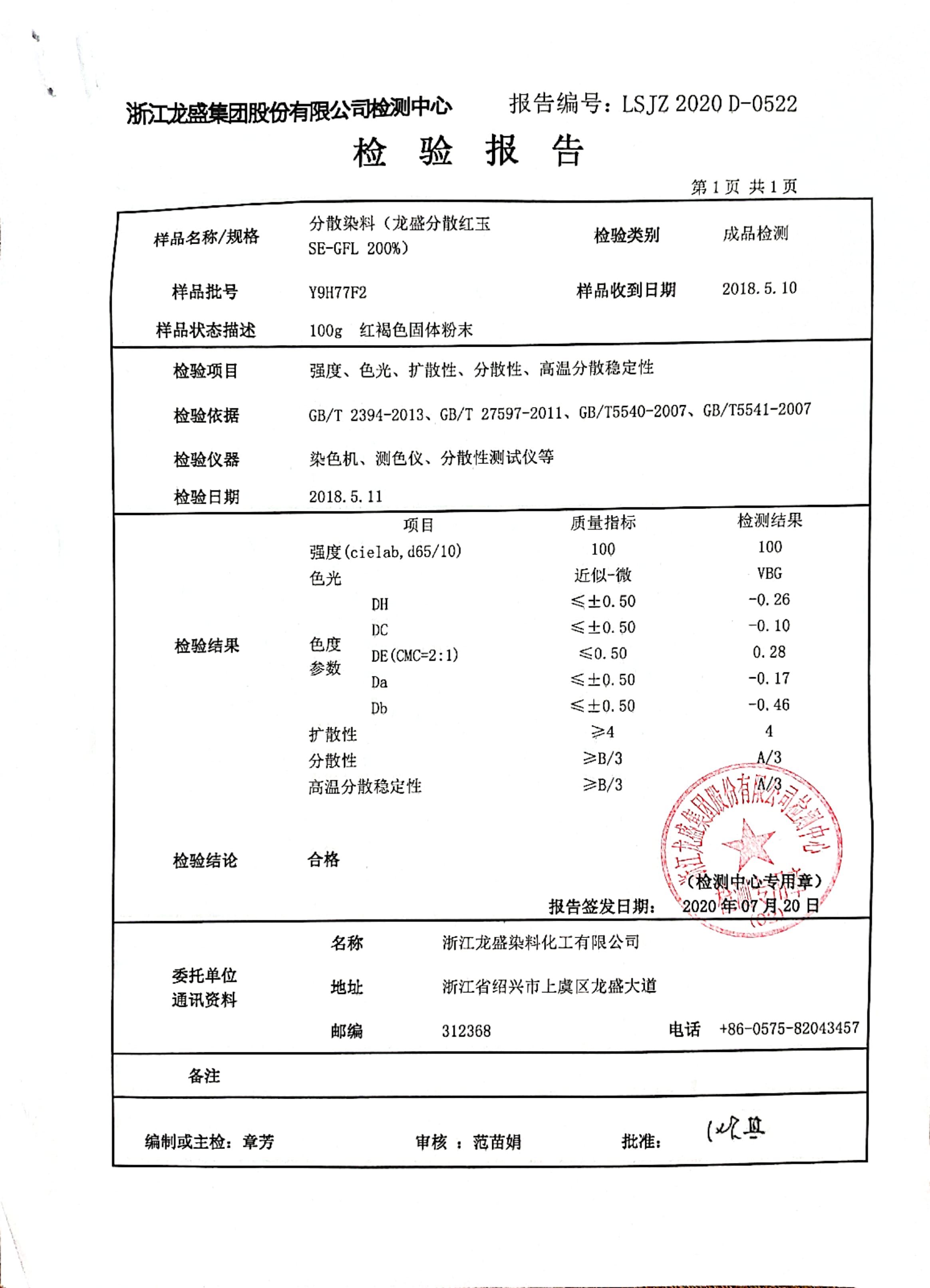 分散红玉检验仓库