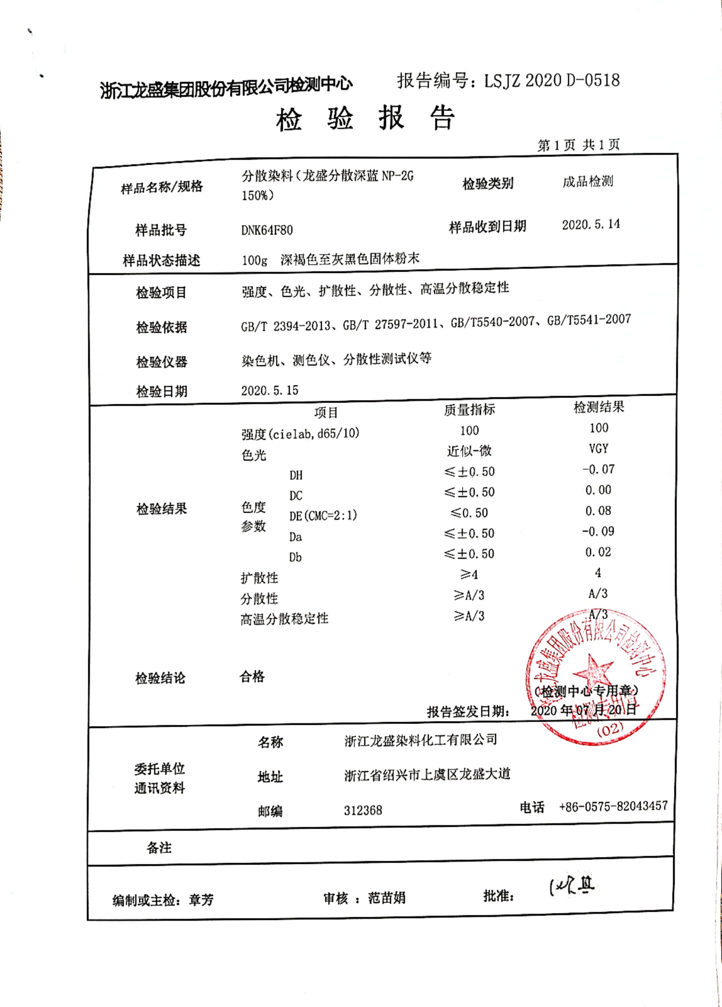 分散深蓝检验报告